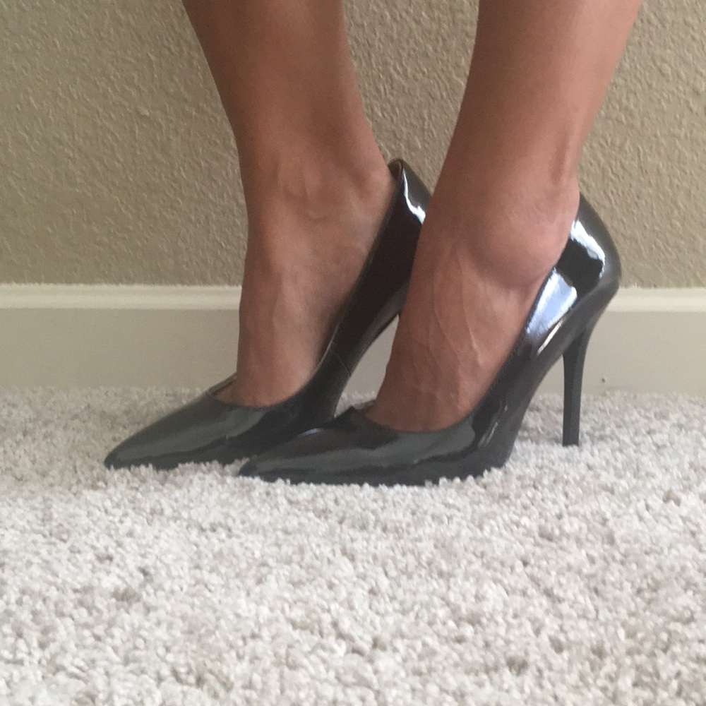 Shiny black heels